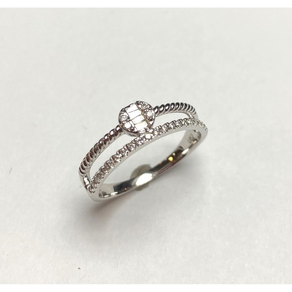 14K White Gold Fashion Ring with Round Diamonds and Twisted Band - 0.18 Carat Total Diamond Weight by Auriventus