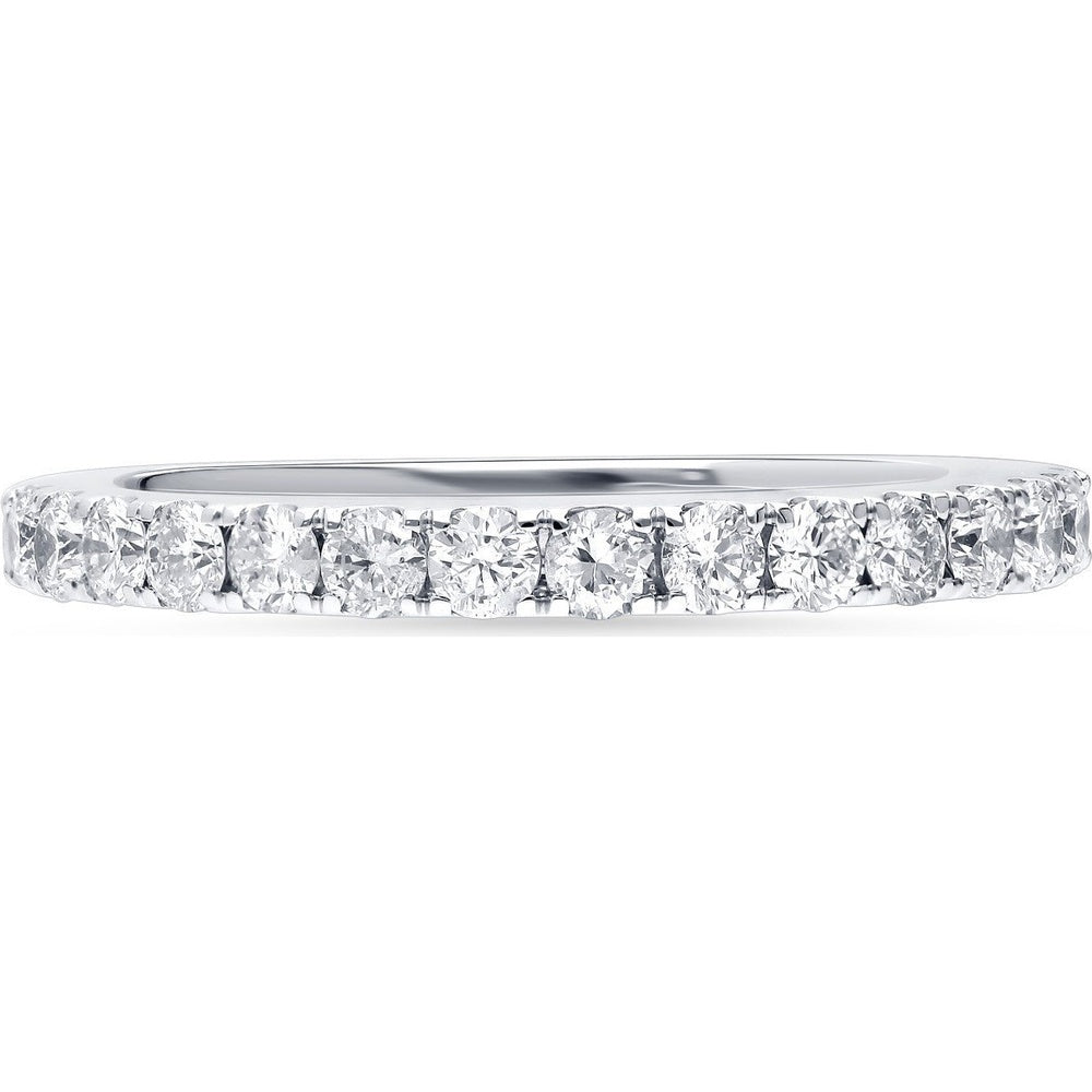14K White Gold Fashion Ring with Shared Prong Set Round Diamonds - 0.64 Carat Total Diamond Weight by Auriventus
