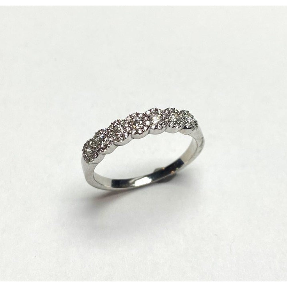 14K White Gold Fashion Ring with Shared Prong Set Round Lab Grown Diamonds - 0.46 Carat Total Diamond Weight by Auriventus