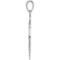14K White Gold FD St. Florian Badge Pendant with Rhodium Plating - 32mm Length by Oro Pregiato