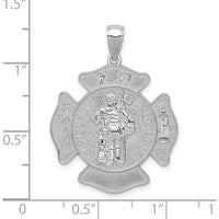 14K White Gold FD St. Florian Badge Pendant with Rhodium Plating - 32mm Length by Oro Pregiato