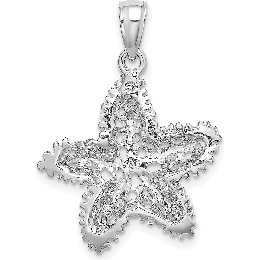 14K White Gold Filigree Starfish Pendant with Rhodium Plating by Oro Pregiato