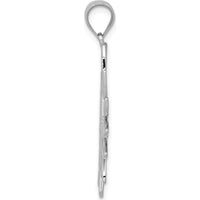 14K White Gold Filigree Sun Pendant - 30mm Length, Polished Finish by Oro Pregiato