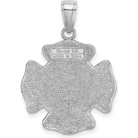 14K White Gold Fire Department St. Florian Badge Pendant - Textured Heroic Charm by Oro Pregiato