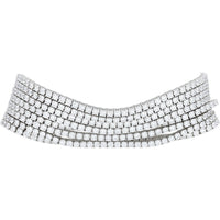 14K White Gold Five-Row Diamond Bracelet with Brilliant Round Cut Diamonds - 28.40 Carat Total Diamond Weight