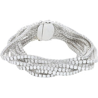 14K White Gold Five-Row Diamond Bracelet with Brilliant Round Cut Diamonds - 28.40 Carat Total Diamond Weight
