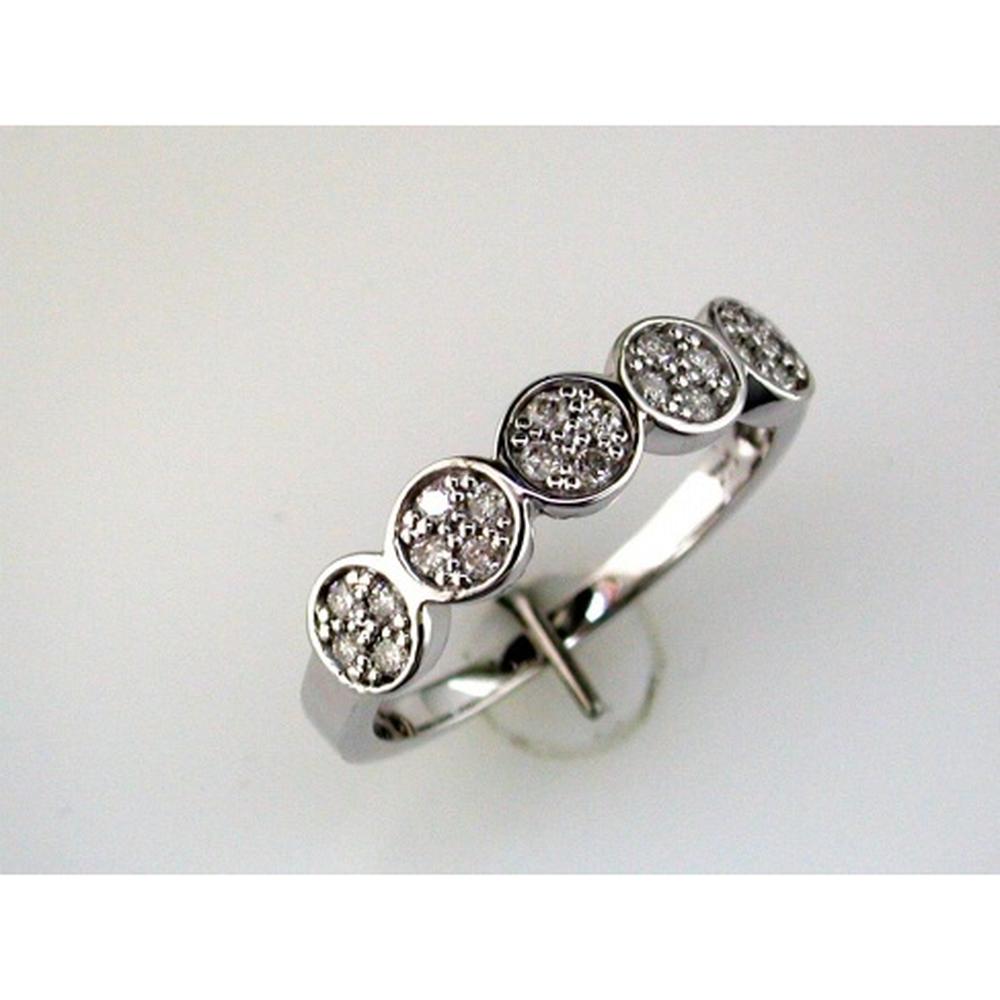 14K White Gold Five-Station Bezel-Set Round Diamond Ring - 0.25 Carat Total Diamond Weight - Royal Jewelry