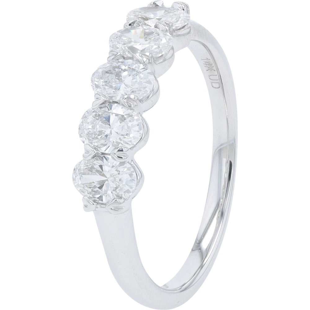 14K White Gold Five-Stone Band with Round Lab Grown Diamonds - 1.00 Carat Total Diamond Weight