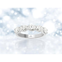 14K White Gold Five-Stone Band with Shared-Prong Set Oval Lab-Grown Diamonds - 1.70 Carat Total Diamond Weight - Royal Jewelry
