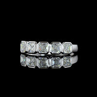 14K White Gold Five-Stone Bezel Set Asscher Cut Lab Diamond Eternity Band - 1.04 Carat Total Diamond Weight - Covaloro Fine Jewelry