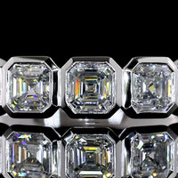 14K White Gold Five-Stone Bezel Set Asscher Cut Lab Diamond Eternity Band - 1.04 Carat Total Diamond Weight - Covaloro Fine Jewelry
