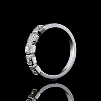 14K White Gold Five-Stone Bezel Set Asscher Cut Lab Diamond Eternity Band - 1.04 Carat Total Diamond Weight - Covaloro Fine Jewelry