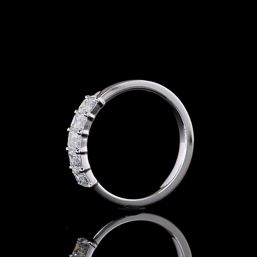 14K White Gold Five Stone Emerald Cut Diamond Band with E-F VS1 Lab Diamonds - 0.97 Total Carat Weight - Covaloro Fine Jewelry
