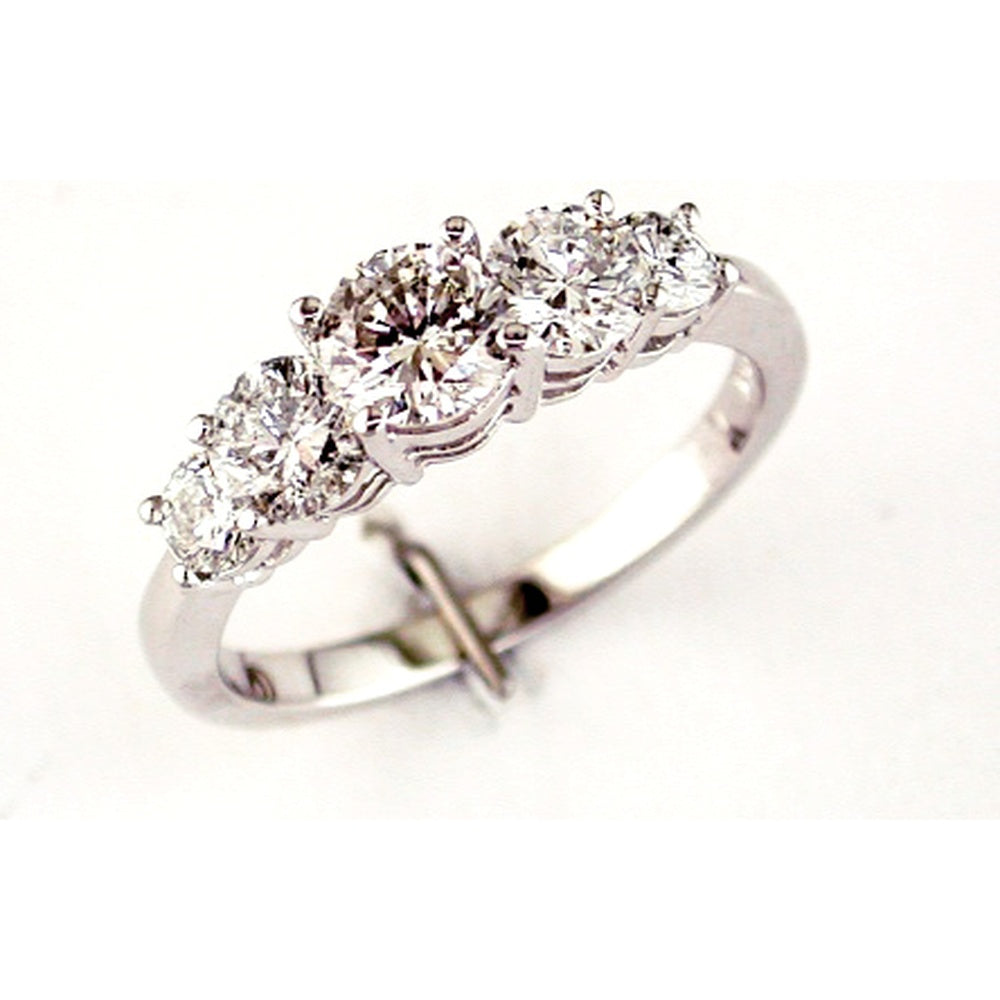 14K White Gold Five-Stone Engagement Ring with 1.50 Carat Total Weight Round Brilliant Diamonds - Royal Jewelry