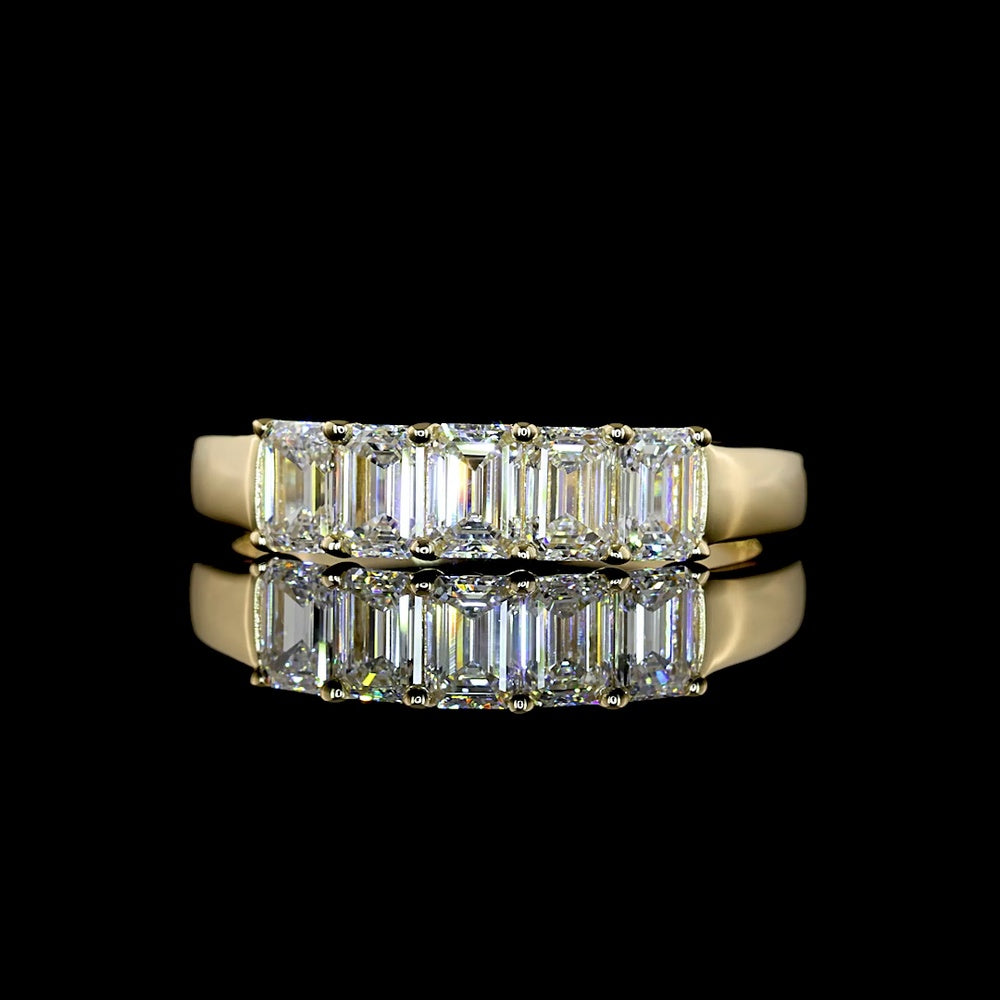 14K White Gold Five Stone Eternity Band with Emerald Cut Lab Grown Diamonds - 1.03 Carat Total Weight (E-F Color, VS1 Clarity) - Covaloro Fine Jewelry