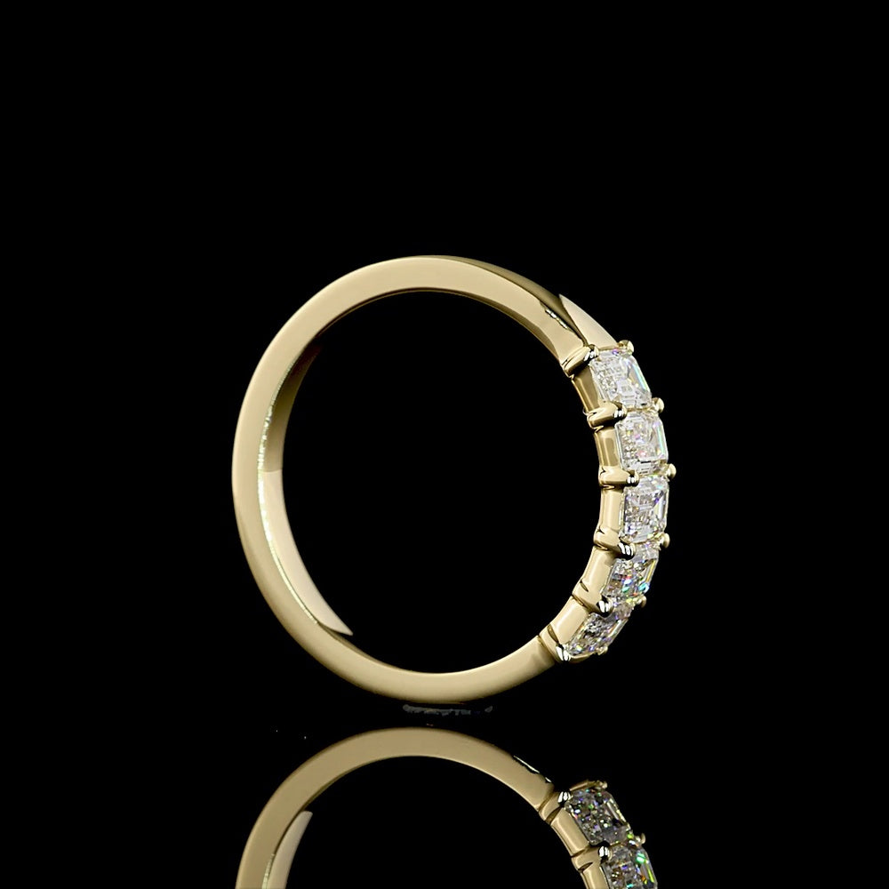 14K White Gold Five Stone Eternity Band with Emerald Cut Lab Grown Diamonds - 1.03 Carat Total Weight (E-F Color, VS1 Clarity) - Covaloro Fine Jewelry