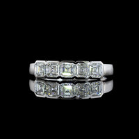 14K White Gold Five Stone Eternity Band with Half Bezel Set Asscher Cut Lab Grown Diamonds - 1.17 Carats Total Diamond Weight - Covaloro Fine Jewelry
