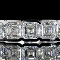 14K White Gold Five Stone Eternity Band with Half Bezel Set Asscher Cut Lab Grown Diamonds - 1.17 Carats Total Diamond Weight - Covaloro Fine Jewelry