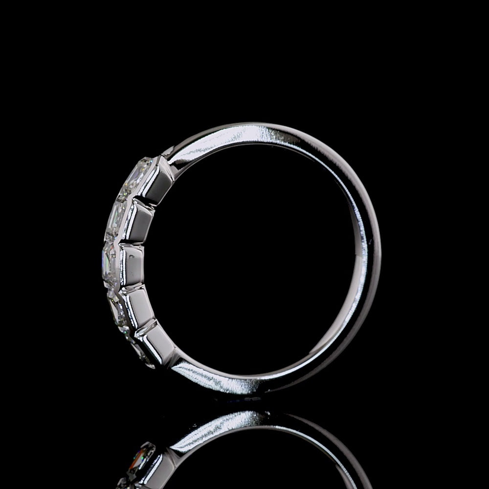 14K White Gold Five Stone Eternity Band with Half Bezel Set Asscher Cut Lab Grown Diamonds - 1.17 Carats Total Diamond Weight - Covaloro Fine Jewelry