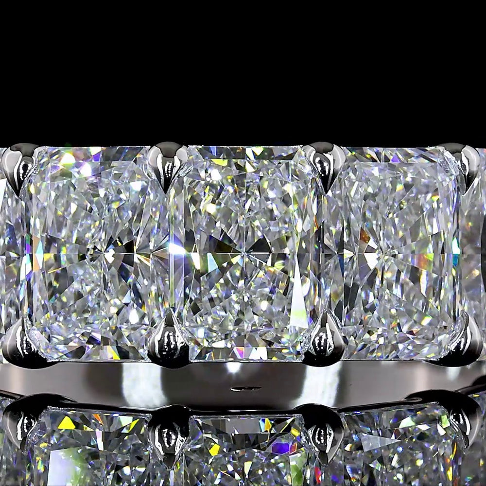 14K White Gold Five Stone Eternity Band with North-South Radiant Cut Lab Diamonds - 3.08 Carats Total Diamond Weight - Covaloro Fine Jewelry