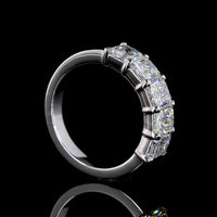 14K White Gold Five Stone Eternity Band with North-South Radiant Cut Lab Diamonds - 3.08 Carats Total Diamond Weight - Covaloro Fine Jewelry
