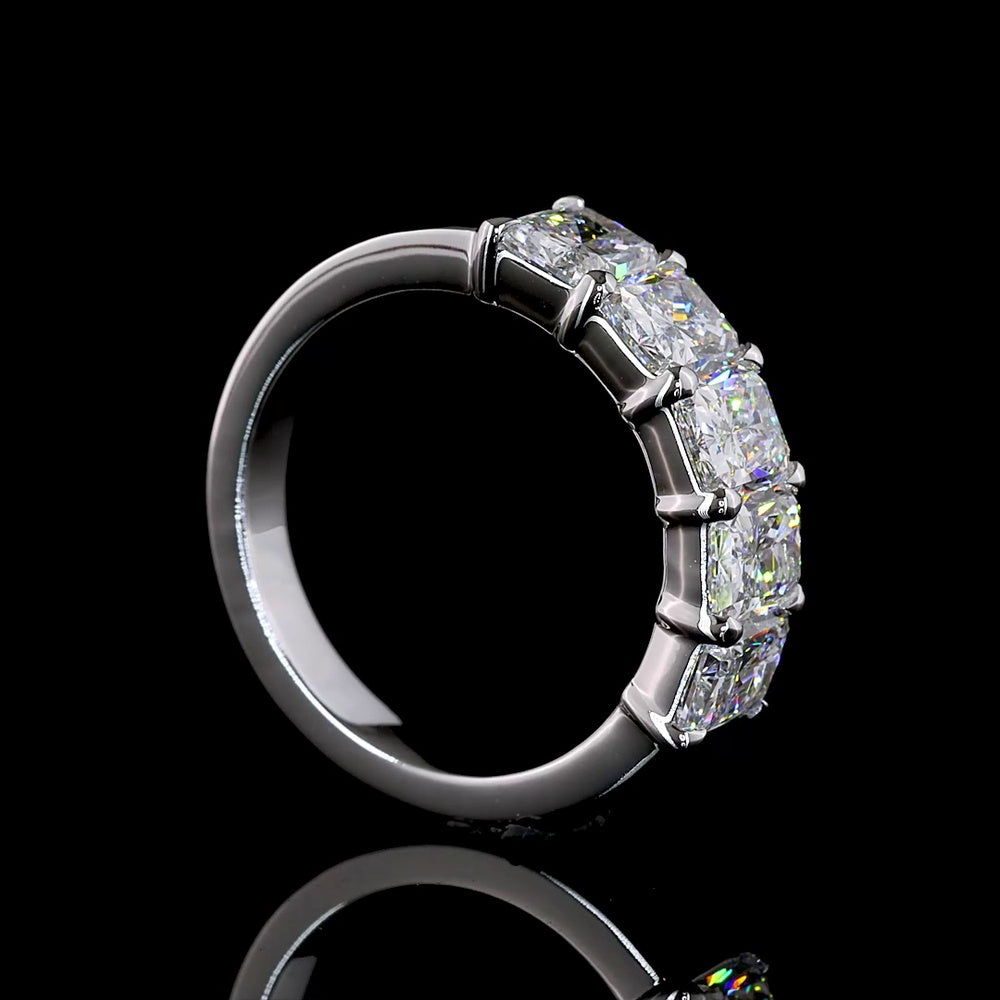 14K White Gold Five Stone Eternity Band with North-South Radiant Cut Lab Diamonds - 3.08 Carats Total Diamond Weight - Covaloro Fine Jewelry