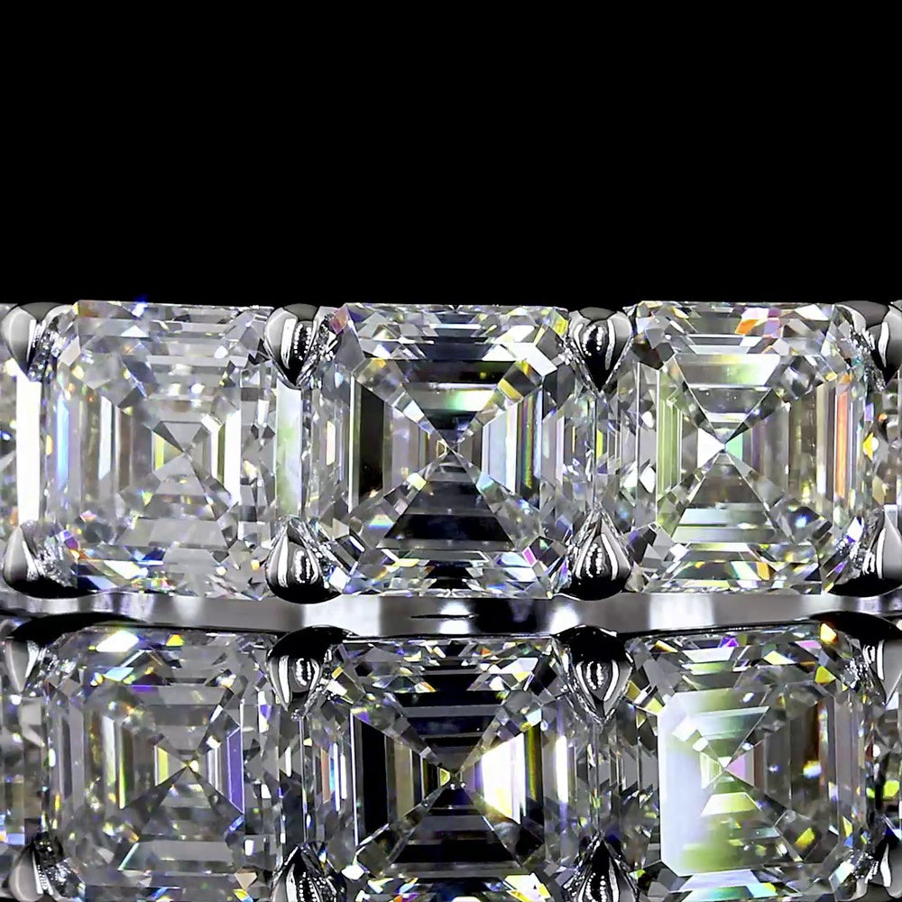 14K White Gold Five Stone Eternity Band with Prong Set Asscher Cut Lab Diamonds - 2.06 Carat Total Diamond Weight, E-F Color, VS Clarity - Covaloro Fine Jewelry