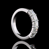 14K White Gold Five Stone Eternity Band with Prong Set Asscher Cut Lab Diamonds - 2.06 Carat Total Diamond Weight, E-F Color, VS Clarity - Covaloro Fine Jewelry