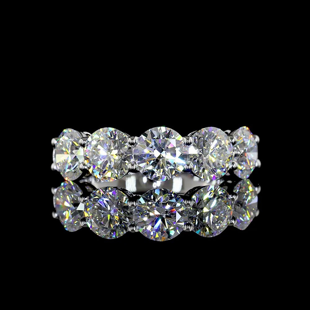 14K White Gold Five Stone Eternity Band with Round Brilliant Cut Lab Diamonds - 2.95 Carat Total Weight - Covaloro Fine Jewelry