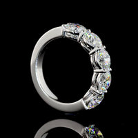 14K White Gold Five Stone Eternity Band with Round Brilliant Cut Lab Diamonds - 2.95 Carat Total Weight - Covaloro Fine Jewelry