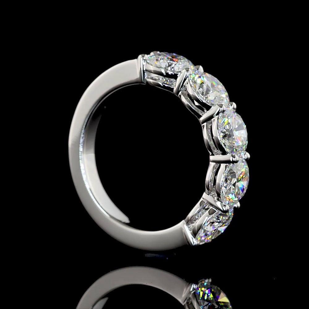 14K White Gold Five Stone Eternity Band with Round Brilliant Cut Lab Diamonds - 2.95 Carat Total Weight - Covaloro Fine Jewelry