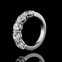 14K White Gold Five Stone Eternity Band with Round Brilliant Cut Lab Diamonds - 2.95 Carat Total Weight - Covaloro Fine Jewelry