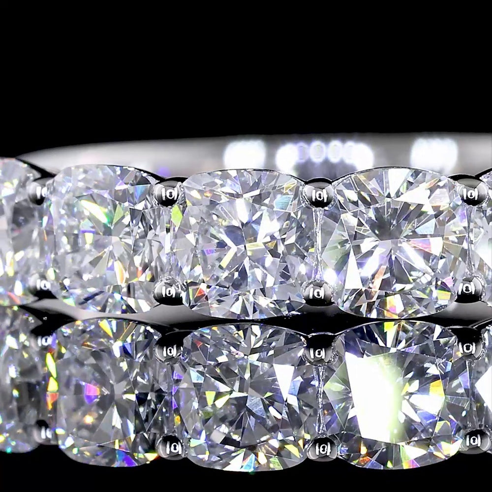 14K White Gold Five-Stone Eternity Band with Square Cushion Brilliant Cut Lab Diamonds - 1.02 Carat Total Weight - Covaloro Fine Jewelry