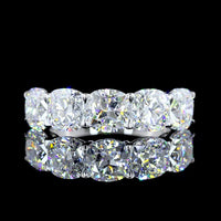 14K White Gold Five Stone Eternity Band with Square Cushion Brilliant Cut Lab Diamonds - 4.25 Carat Total Weight - Covaloro Fine Jewelry
