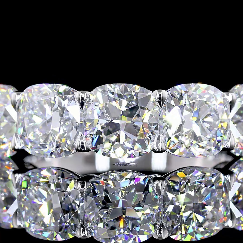 14K White Gold Five Stone Eternity Band with Square Cushion Brilliant Cut Lab Diamonds - 4.25 Carat Total Weight - Covaloro Fine Jewelry