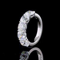 14K White Gold Five Stone Eternity Band with Square Cushion Brilliant Cut Lab Diamonds - 4.25 Carat Total Weight - Covaloro Fine Jewelry