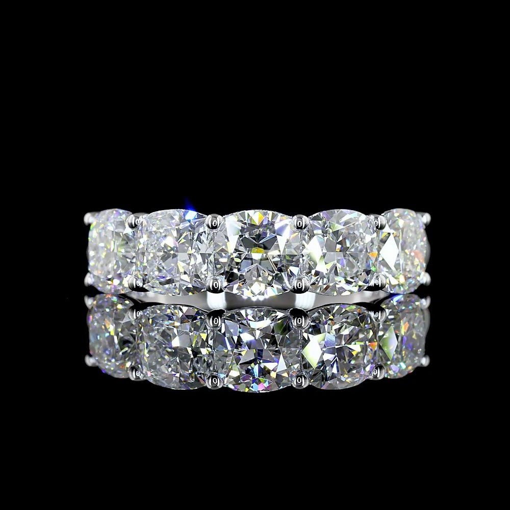 14K White Gold Five Stone Eternity Band with Square Cushion Brilliant Lab Diamonds - 3.00 Carat Total Diamond Weight - Covaloro Fine Jewelry