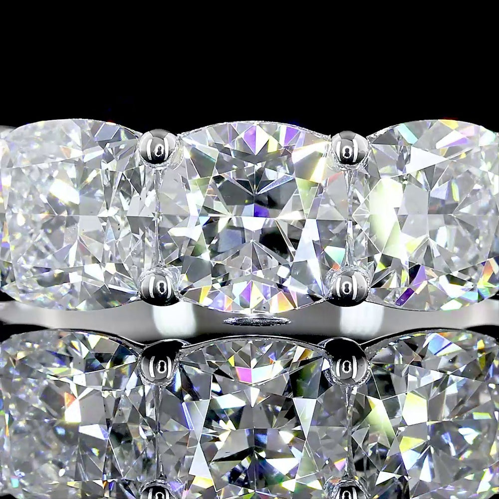 14K White Gold Five Stone Eternity Band with Square Cushion Brilliant Lab Diamonds - 3.00 Carat Total Diamond Weight - Covaloro Fine Jewelry