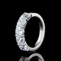 14K White Gold Five Stone Eternity Band with Square Cushion Brilliant Lab Diamonds - 3.00 Carat Total Diamond Weight - Covaloro Fine Jewelry