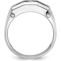 14K White Gold Five Stone Men's Band Mounting with Polished and Satin Finish - 8.15mm Band Width by Oro Pregiato