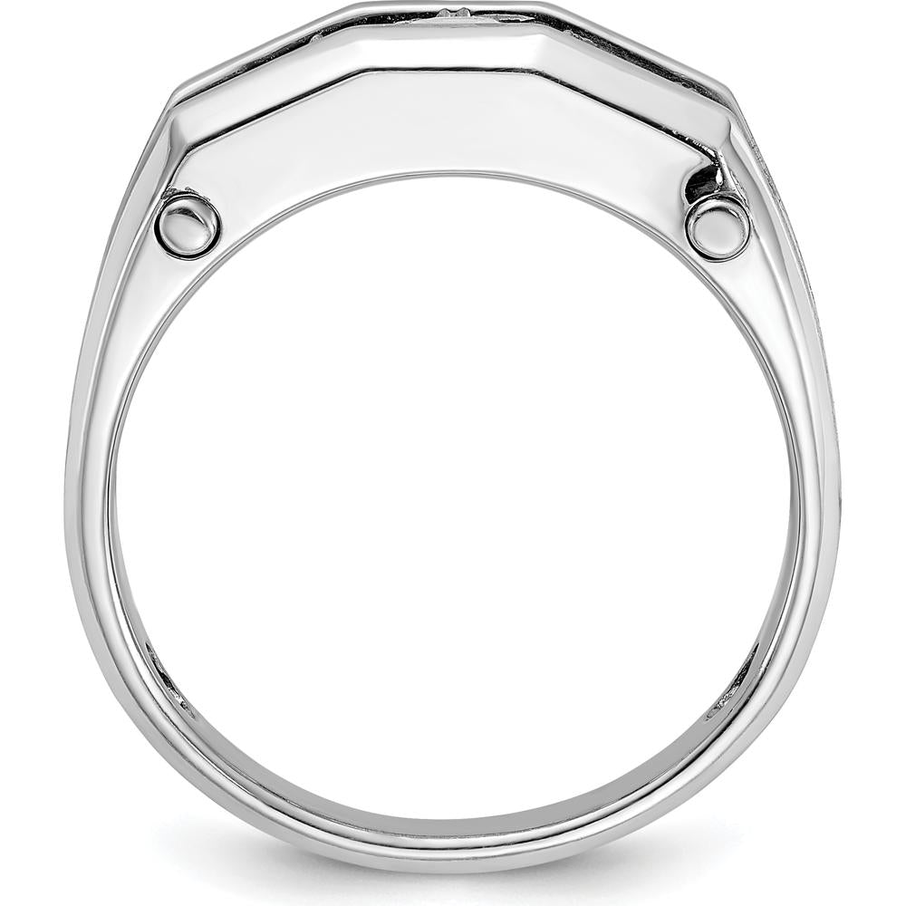 14K White Gold Five Stone Men's Band Mounting with Polished and Satin Finish - 8.15mm Band Width by Oro Pregiato