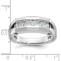 14K White Gold Five Stone Men's Band Mounting with Polished and Satin Finish - 8.15mm Band Width by Oro Pregiato