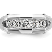 14K White Gold Five Stone Men's Band Mounting with Polished and Satin Finish - 8.15mm Band Width by Oro Pregiato