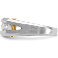 14K White Gold Five Stone Men's Band Mounting with Polished and Satin Finish - 8.15mm Band Width by Oro Pregiato