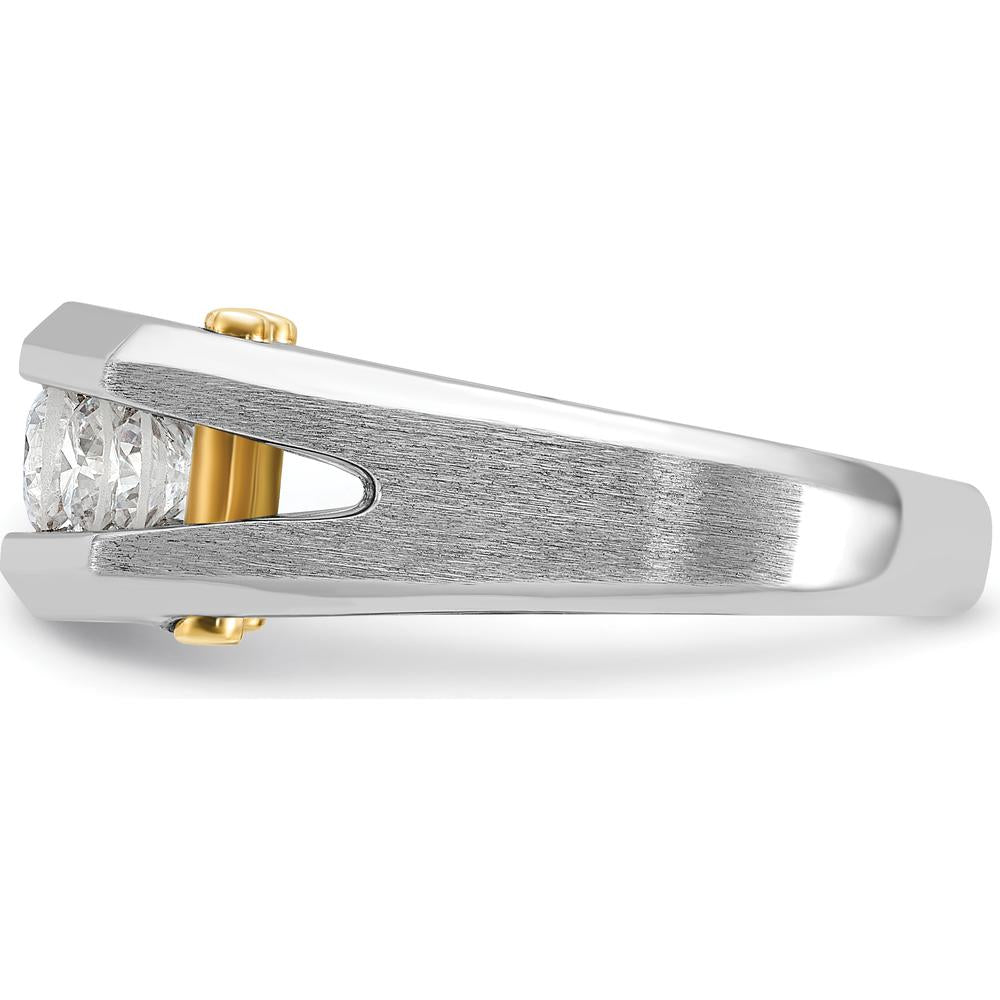 14K White Gold Five Stone Men's Band Mounting with Polished and Satin Finish - 8.15mm Band Width by Oro Pregiato