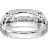 14K White Gold Five Stone Men's Band Mounting with Polished and Satin Finish - 8.15mm Band Width by Oro Pregiato