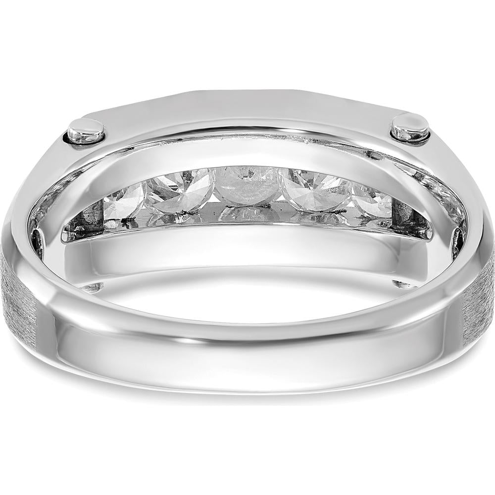 14K White Gold Five Stone Men's Band Mounting with Polished and Satin Finish - 8.15mm Band Width by Oro Pregiato