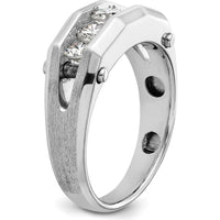 14K White Gold Five Stone Men's Band Mounting with Polished and Satin Finish - 8.15mm Band Width by Oro Pregiato
