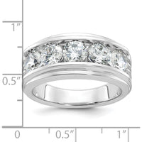 14K White Gold Five Stone Men's Ring Mounting with Polished Brushed Finish - 10.5mm Band Width by Oro Pregiato