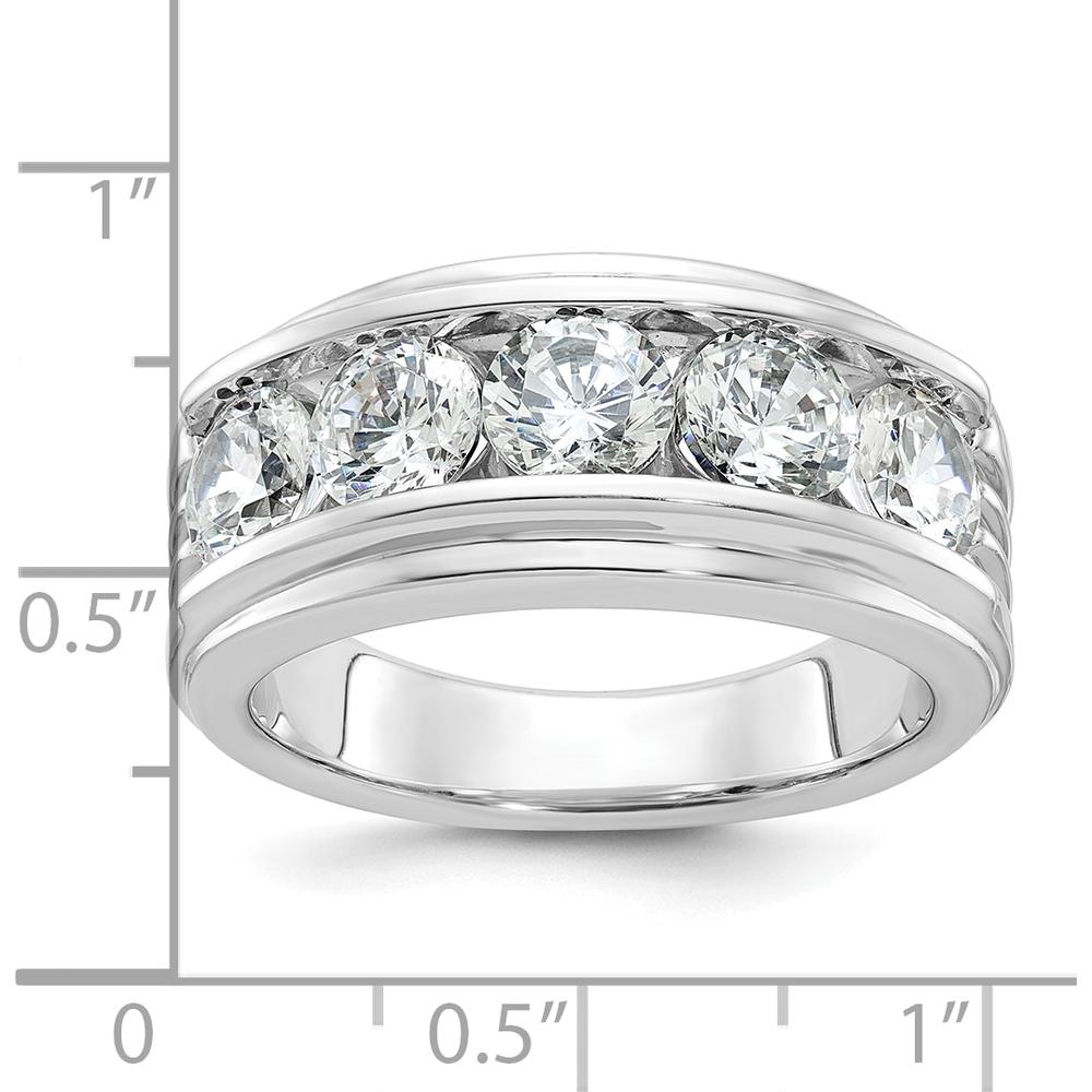 14K White Gold Five Stone Men's Ring Mounting with Polished Brushed Finish - 10.5mm Band Width by Oro Pregiato